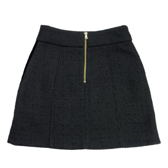 RIVER ISLAND Tweed Velvet Mini Skirt Sz 6 Gold Rear Zip - Picture 4 of 5